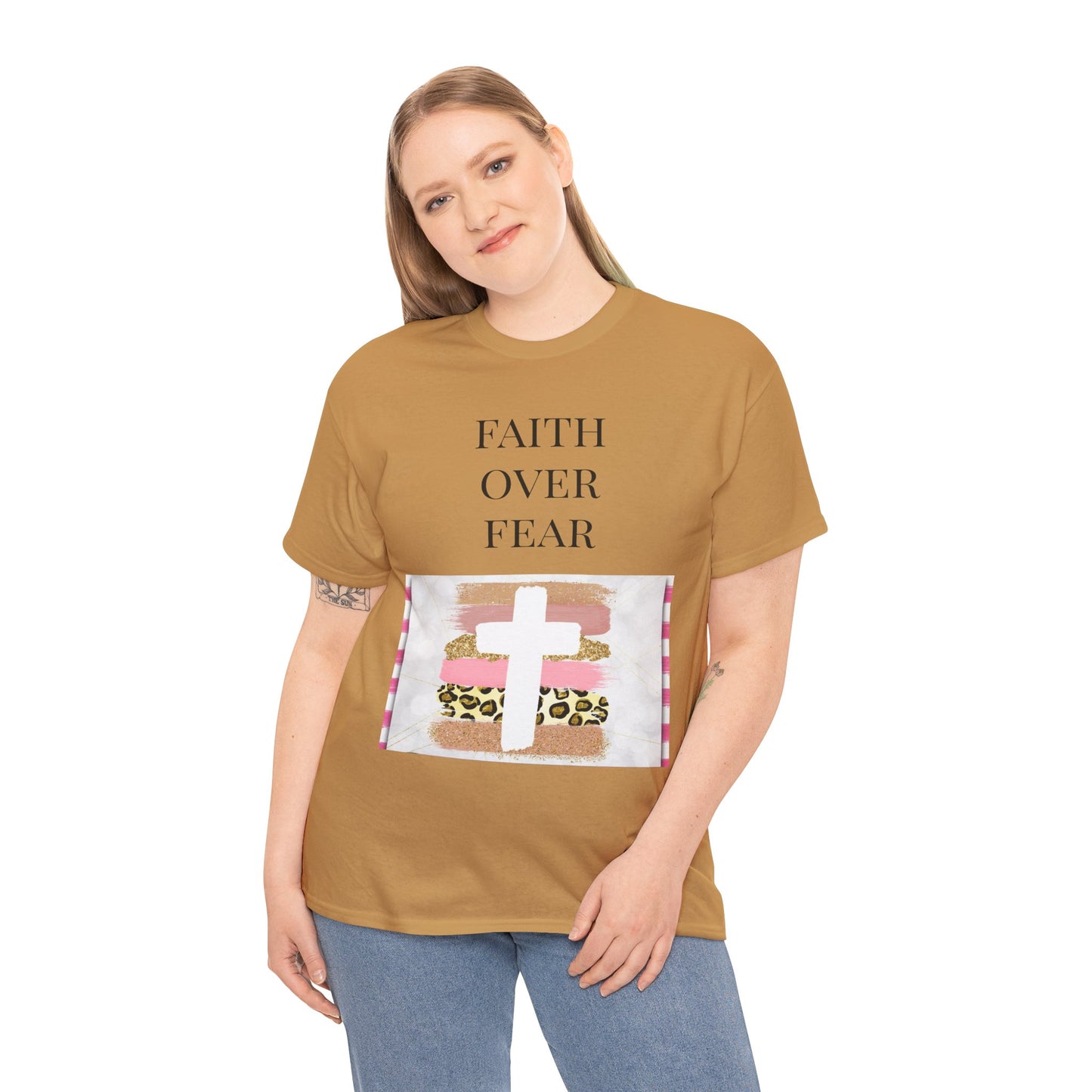 Faith Over Fear Women Cotton Tee - Inspirational Graphic Shirt