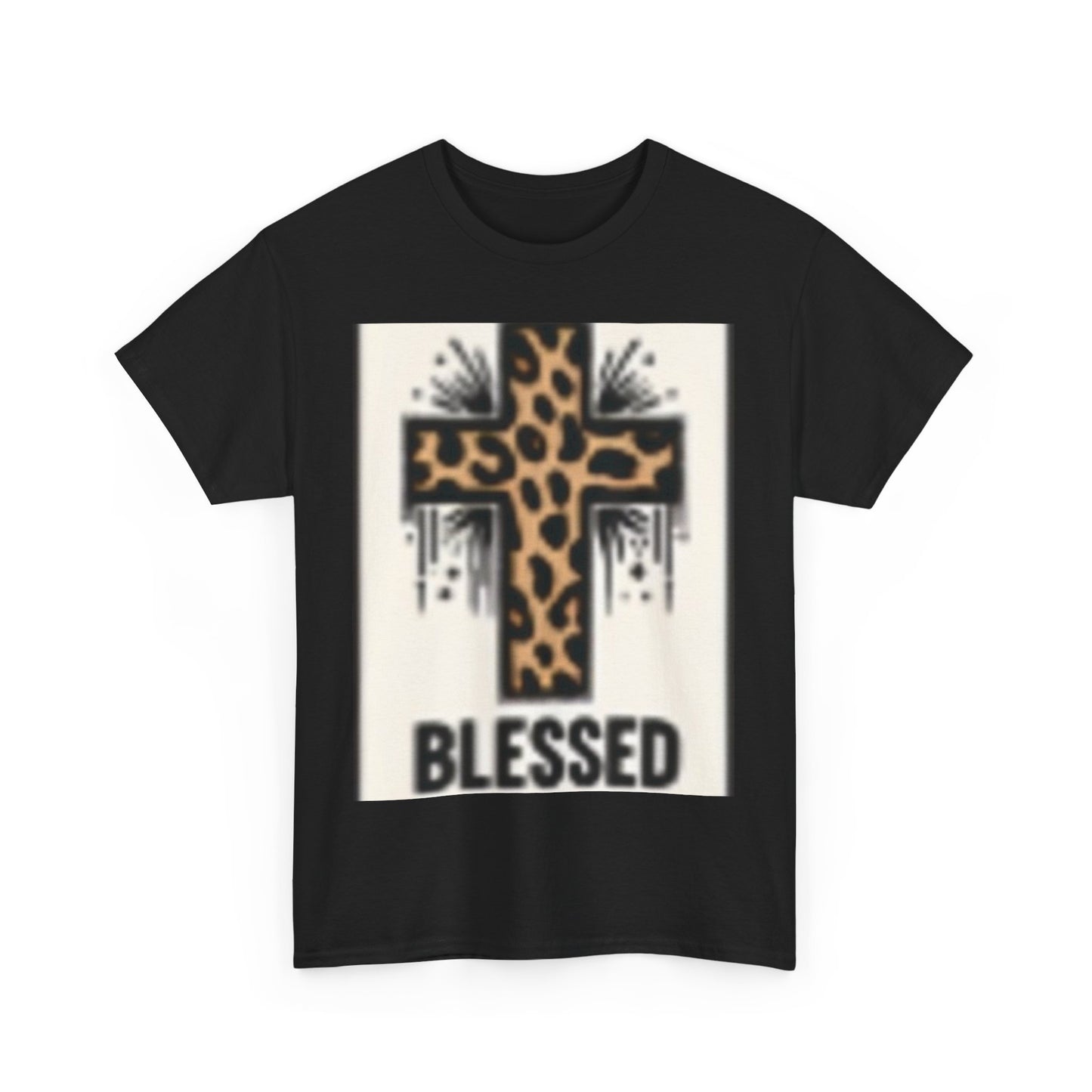 Blessed Leopard Print Tee - Faith Inspired