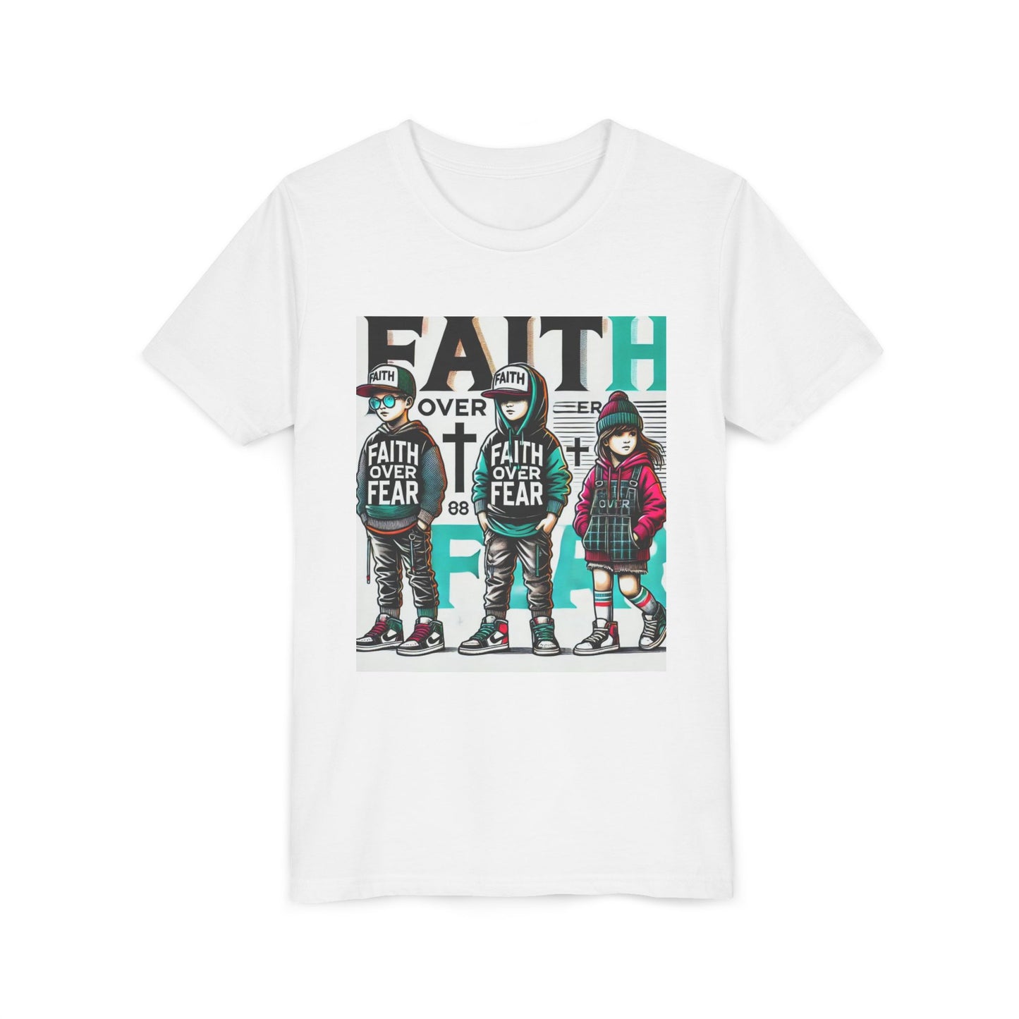 Youth Tee - Faith Over Fear Empowering Message for Kids