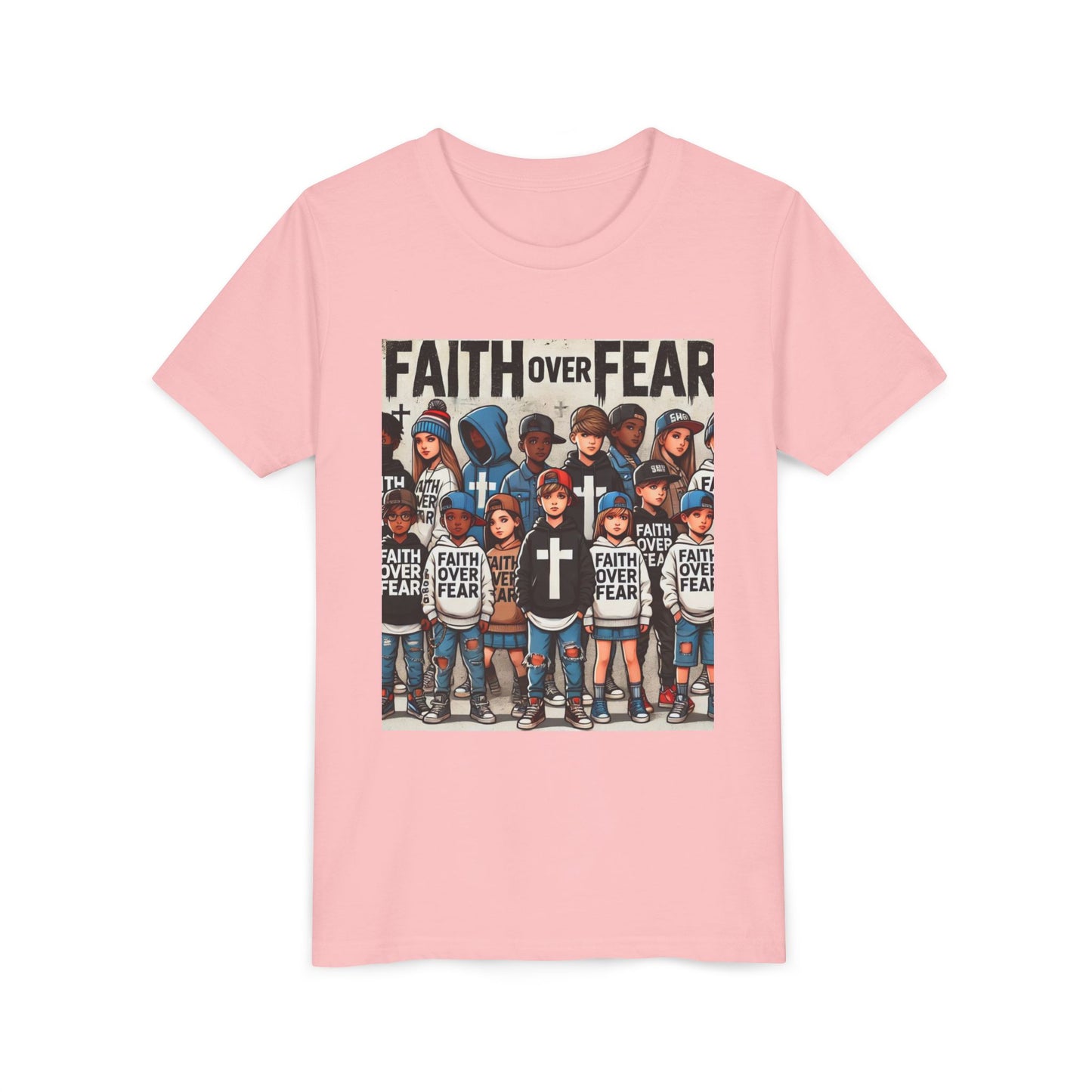 Kids Graphic Tee - 'Faith Over Fear' Youth Short Sleeve Shirt