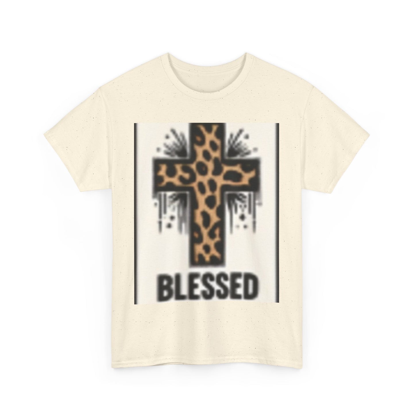 Blessed Leopard Print Tee - Faith Inspired