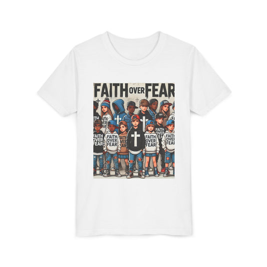 Kids Graphic Tee - 'Faith Over Fear' Youth Short Sleeve Shirt