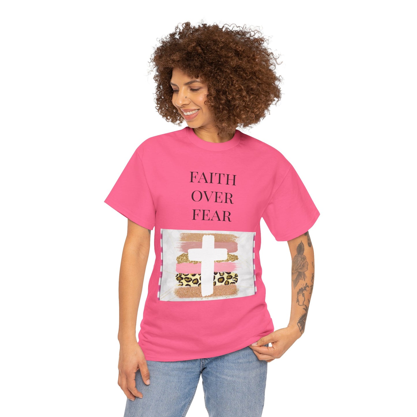 Faith Over Fear Women Cotton Tee - Inspirational Graphic Shirt