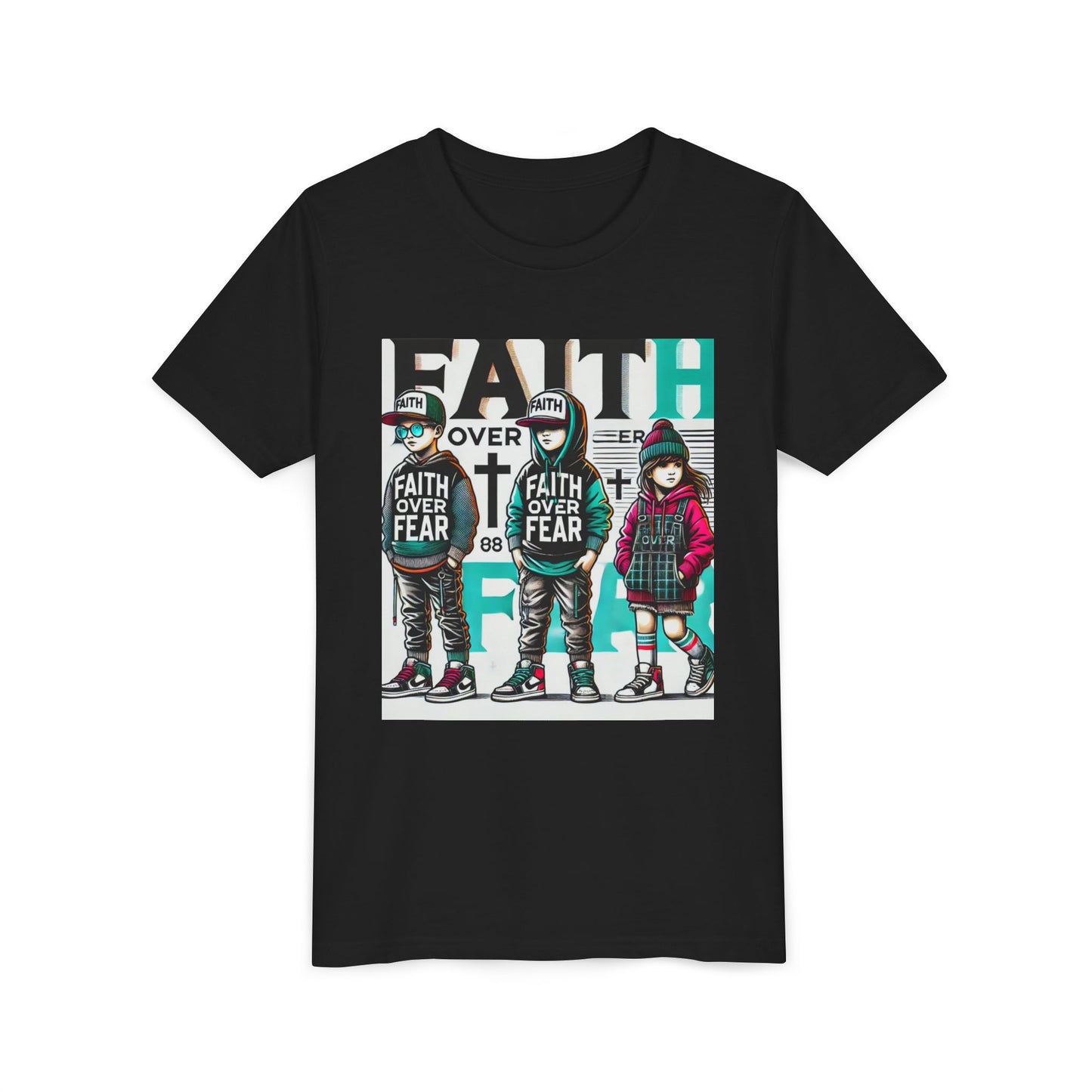 Youth Tee - Faith Over Fear Empowering Message for Kids